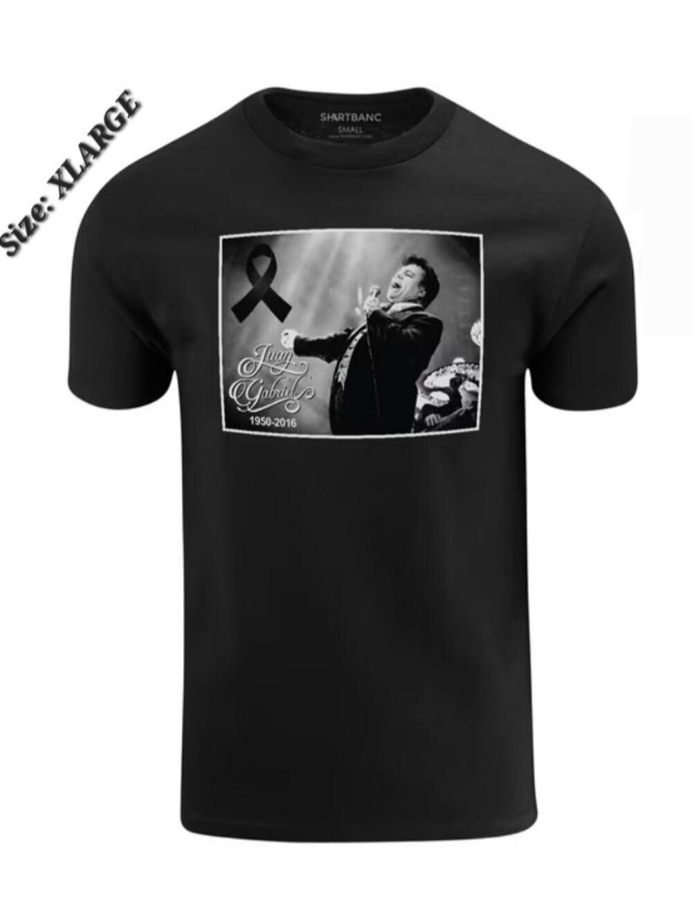 Black T-Shirt "Juan Gabriel" Memorial Graphic Short Sleeve Tee Size XLarge